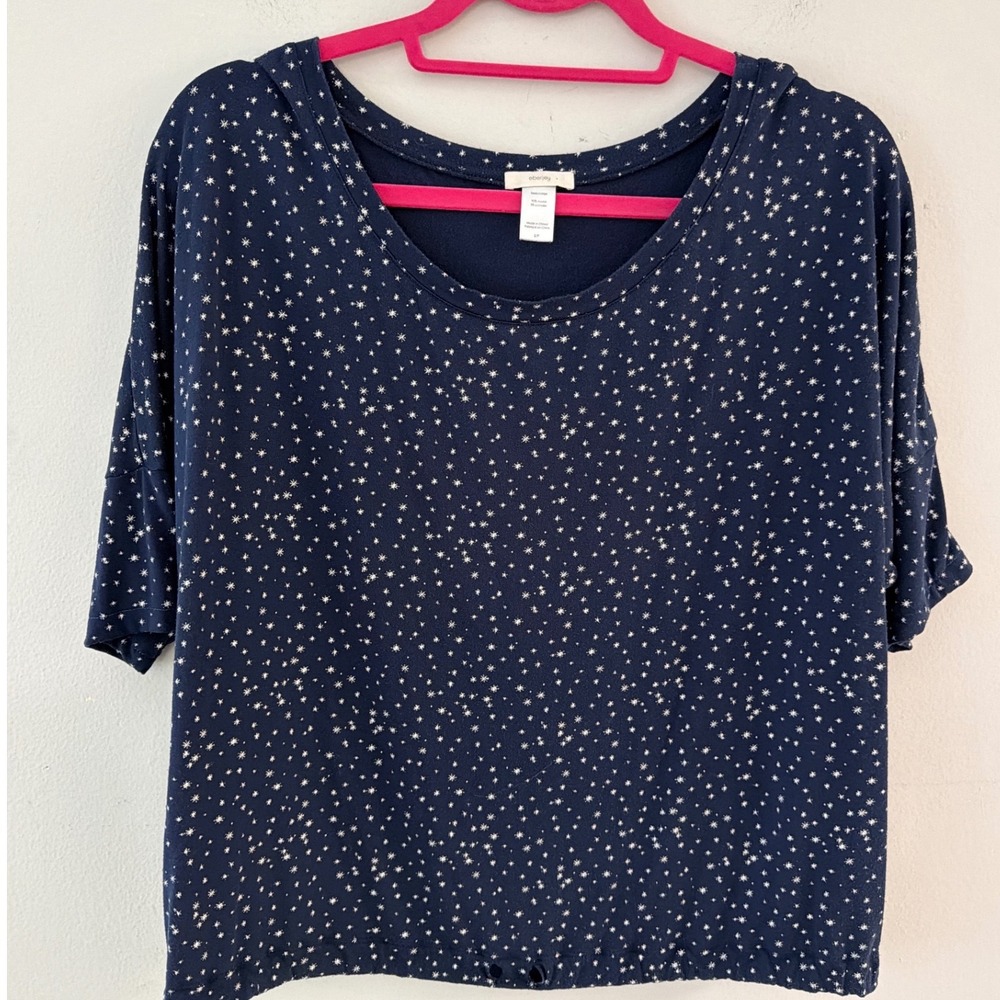 Eberjey Navy Blue Star Print Modal Short Sleeve Pajama Lounge Top Womens Small